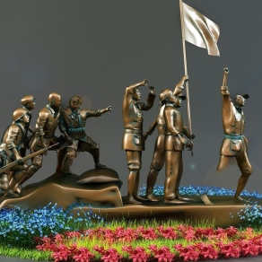 现代八路军雕塑3D模型下载